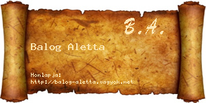 Balog Aletta névjegykártya